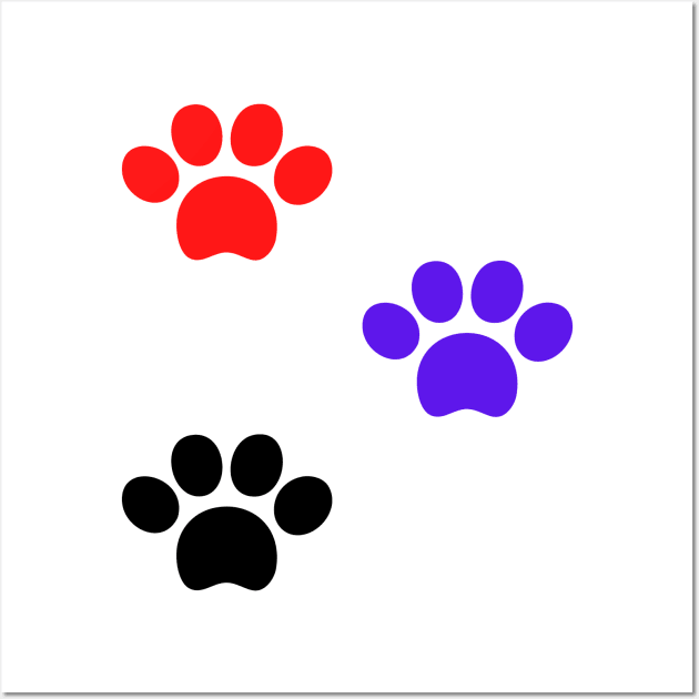 blue red black dog paws design Wall Art by Artistic_st